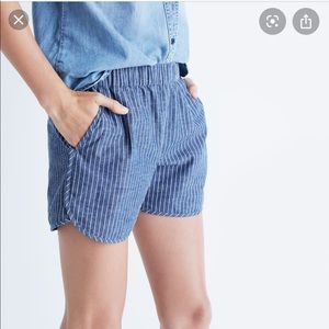Madewell Pull-On Shorts in Chambray Stripe